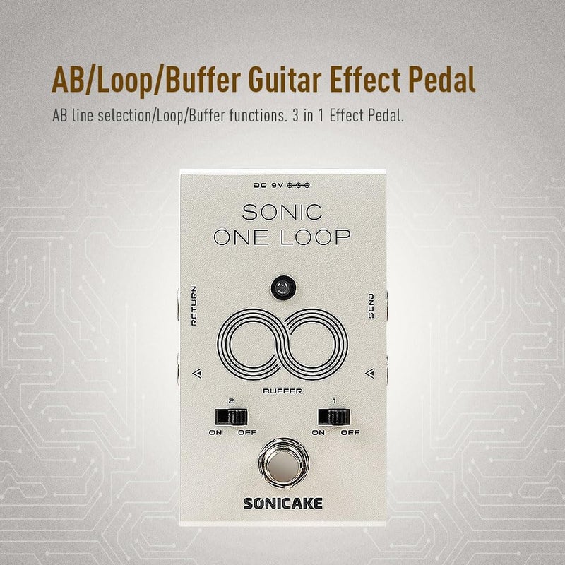 SONICAKE Multifunctional Pedal with AB Line Selection Loop Buffer, 3 in 1 Guitar Bass Effects Pedal, True Bypass - Sonic One Loop - Image 1